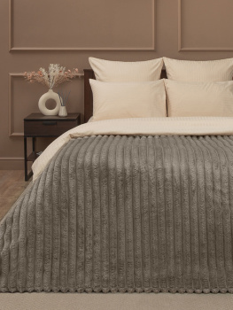 Плед 200*220см фланель крупный рубчик коричневый TF FNJR BR2 011/2022 NC Absolute *1 акция