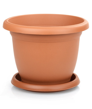 Кашпо пластм. "Вилла" 22,0л d верха 420мм h310мм с поддоном Терракот. V509 ("Serinova")*1/18