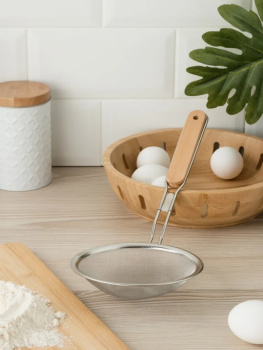 яяяСито фильтровальное нерж. д.180мм мелк.яч., дл.ручка нерж./дерево AST-005-Д16-18 "ASTELL" *1/200