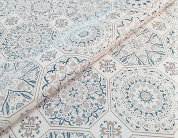 Клеёнка на тканевой основе, полиур.покр."Elegance" "Узоры" гол.-беж ш.1,37м GW-21590 "Great Way" *20