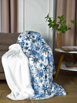 Плед Belezza «Снегопад», 180х200 см, микрофибра, 380 г/м², бело-голубой