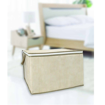 Короб для хранения нетканый материал "LINE" 750Х400Х400мм с крышкой Темно-бежевый 411225632 *1/24