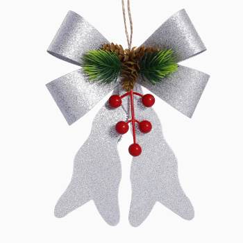 Украшение ёлочное "Бант элит" (набор 2 шт) 12х14 см, серебро 9692821