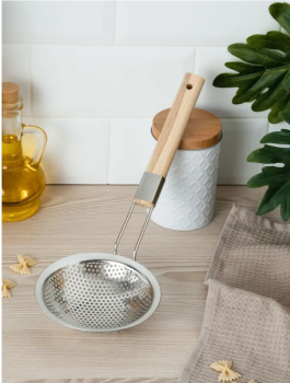 Сито фильтровальное нерж. д.140мм крупн.яч., длинн.ручка нерж./дерево AST-005-Д94-14 "ASTELL" *1/200