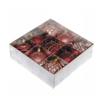 Набор шаров "Diamond shine", 8 см, 9 предметов, рубин/ розовое золото