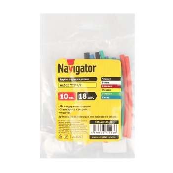 Трубка термоусаживаемая набор 4/2 (6цв по 3шт 100мм) Navigator 71191 *1/50/600 Трубка термоусаживаемая набор 4/2 (6цв по 3шт 100мм) Navigator 71191 *1/50/600