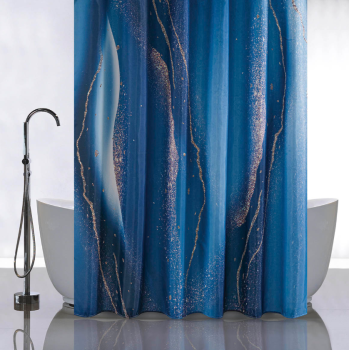 Штора для ванной "Санакс" п/эстер 180*180см "Синие разводы" без колец 01-92 *1/24