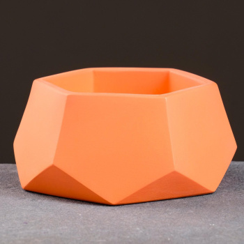 Кашпо гипсовое "Техно" 0,22л  d верха 96мм h58мм Лосось  ("VipSet") *8