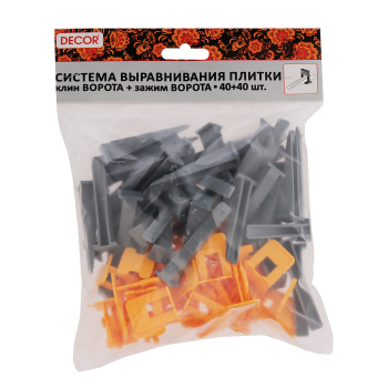 Система выравнивания плитки СВП набор Зажим "Ворота"40шт+Клин"Ворота"40шт (арт.559-4040)