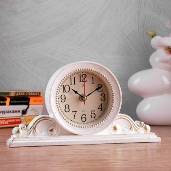 Часы настольные "Милица" 26х14 см, корпус белый с золотом 4833055