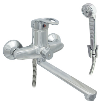 Смеситель для ванны ЦС-СМ 300-4 D35 М-43 плоский короткий излив L220 мм (Подольск) *1/8