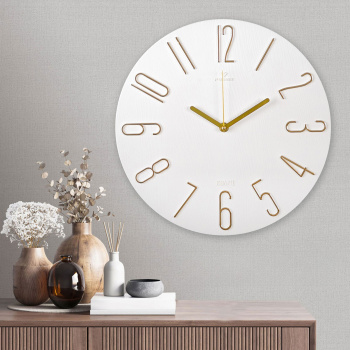Часы настенные, интерьерные, бесшумные, d-30 см, белые 9902061