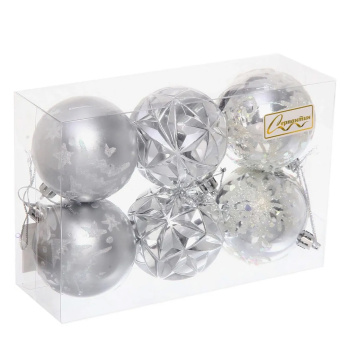 Набор шаров "Вивальди" 6 см (в наборе 6 шт), Серебро